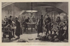 Spillet om fred og krig, en scene i en café på Nisch